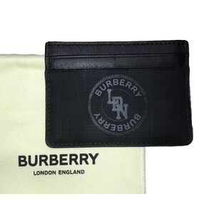 Burberry Sandon‎ London Check Print Logo Black Leather Card Case NWT